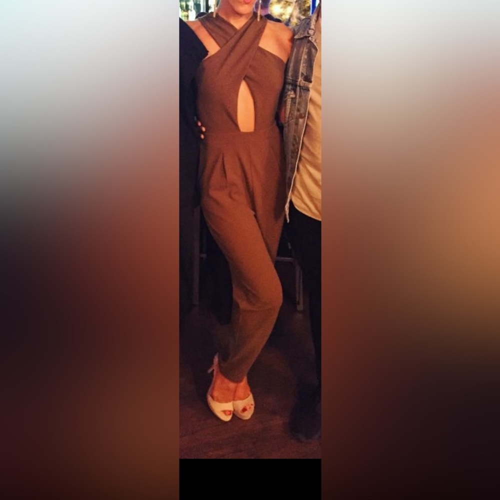 Express Olive Green Cutout Jumpsuit Size 0